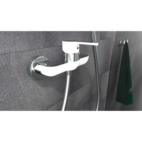 Duscharmatur DIZIANI, Wasserhahn Bad, Mischbatterie Dusche in Weiß/Chrom
