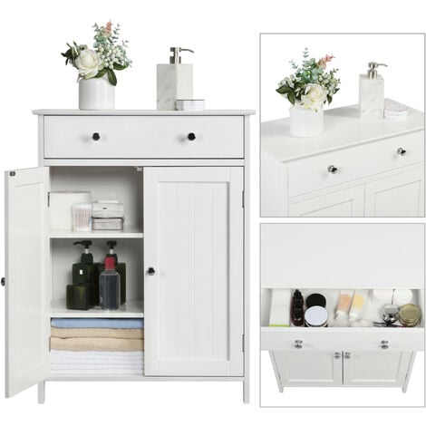 LEADZM Badezimmerschrank 59cm - Mit 3 Schubladen, 1 Tür, Eichenoptik