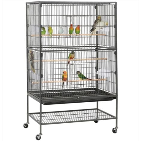 Yaheetech Grande Volière Cage Oiseaux sur roulettes Canaries