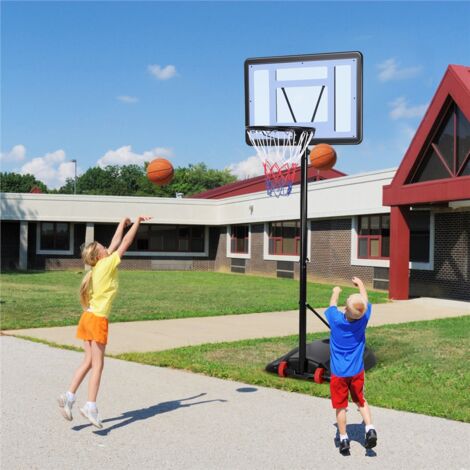 Yaheetech Panier de Basket Ball sur Pied Portable Hauteur Réglable 219-279 cm 6 Niveaux à Roulettes