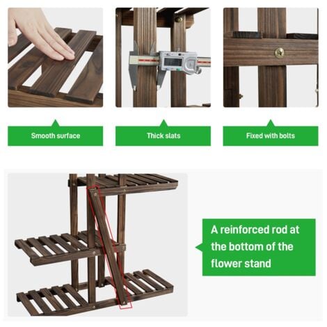 Yaheetech Support de Fleurs à 6 Niveaux, étagère à Fleurs en Bois Massif, étagère à Plantes, Banc à Fleurs pour Balcon/terrasse/Jardin 75 x 26 x 140 cm