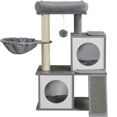 Yaheetech Arbre A Chat Deux Condos Griffoir A Grimper Arbre Pour Chat Design Contemporain Sisal Naturel