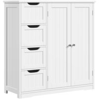 Yaheetech – Meuble bas de salle de bain blanc avec 4 tiroirs et 1 placard – Dimensions 81x30x83 cm – Panneaux MDF E1 imperméables – Système anti-bascule