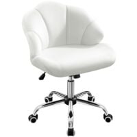 Yaheetech Chaise de Bureau Ergonomique Fauteuil Coquillage avec Dossier Réglable en Hauteur Chaise Pivotante Fauteuil Maquillage pour Bureau Salon Chambre Charge 136kg Blanc/Velours
