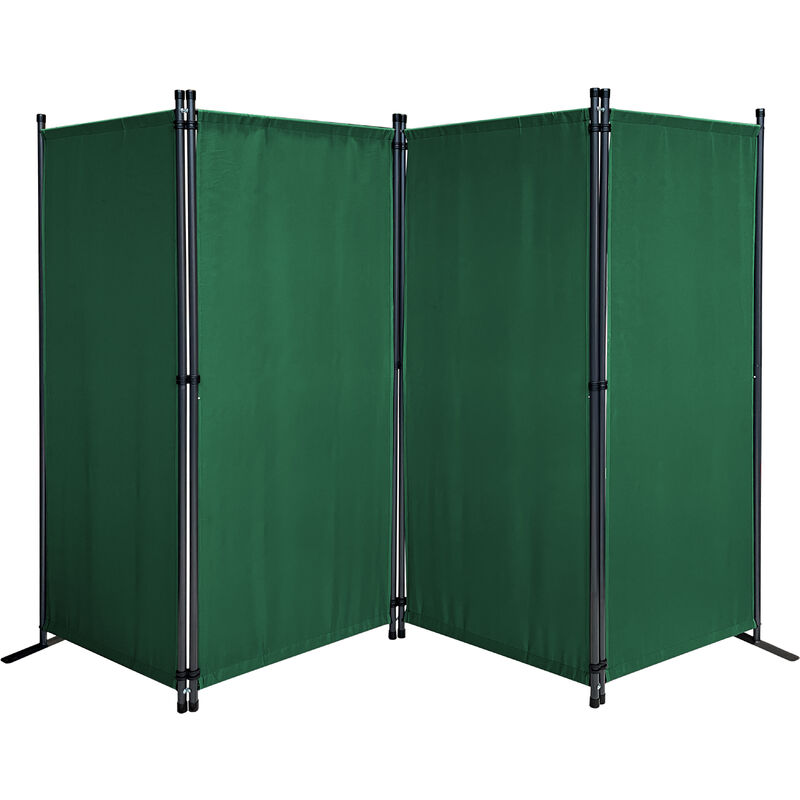 Paravent Pliable 3 Panneaux 263×181 Cm – Beige Métal & Polyester, Roulettes & Brise-Vue Maison Bureau Terrasse