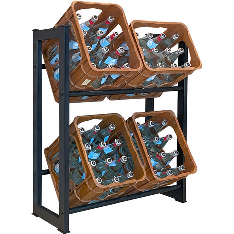 Étagère Pour Caisses à Boissons 91x75 Cm Pour 4 Caisses Support Rangement Etagere Sur Pied En Metal Chrome 100003158 85329555