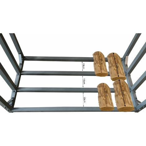 Rack à Bois De Chauffage Métal 185x70x185 Cm - Abri Extérieur Avec Bâche, Capacité 2,3 M³