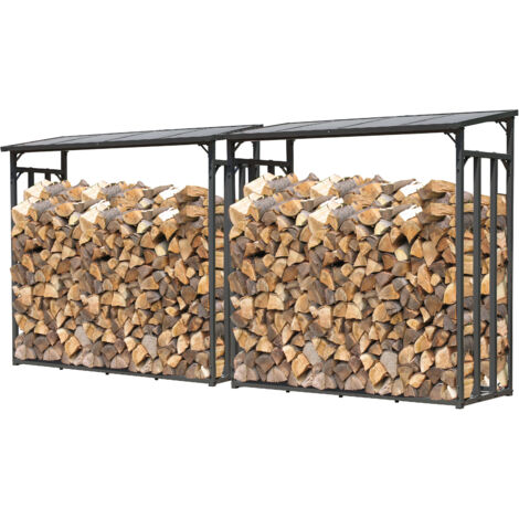 Quick-Star – Support à bois métal anthracite XXL 185 x 70 x 185 cm – Capacité 4,6 m³ – Montage facile – Pour bois dur et teck
