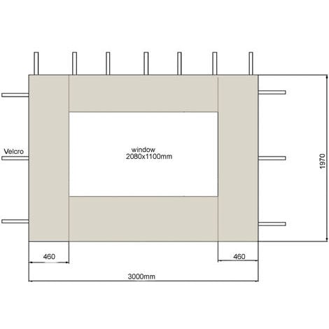 2 panneaux latéraux avec fenêtre en PE 300 / 400x195cm Beige pour Gazebo 3x4m