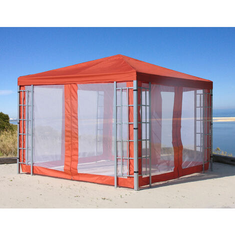 4 panneaux latéraux avec moustiquaire 300x195cm orange-rouge pour gazebo  3x3m