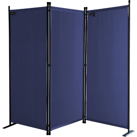 Paravent 3 Teilig 170 x 165 cm Stoff Raumteiler Trennwand Balkon Sichtschutz Stellwand Faltbar Blau