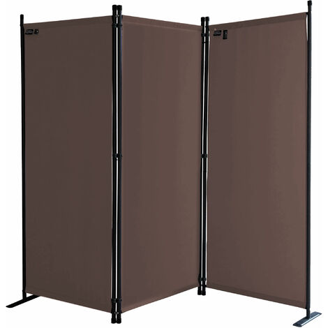 Paravent 3 Teilig 170 x 165 cm Stoff Raumteiler Trennwand Balkon Sichtschutz Stellwand Faltbar Taupe