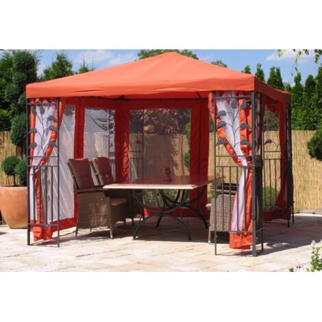 Produktbild von Moskitonetz Pavillon 3x4 QUICK STAR | Garten Blätter Pavillon 3x4m Rotorange Mit 4 Seitenteile Mit Moskitonetz Partyzelt Metall Carport Quick Star Fenster Demontieren