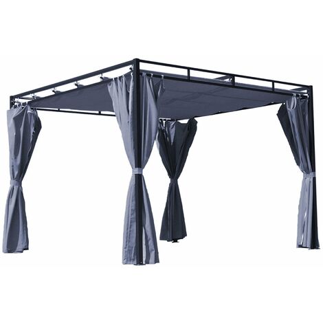 Quick-Star – Toit de remplacement pour pergola Firenze 3x3m – 100 % polyester gris RAL 7001 – Résistant aux UV – 6 poches cousues