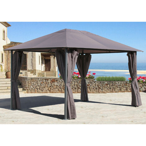 Metall Garten Pavillon Nizza 3x4m Taupe mit 4 Seitenteilen Partyzelt (1/5)
