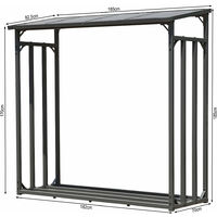 Étagère à Bois QUICK STAR - Abri Métal Anthracite 143x70x185cm - Capacité 1,8m³ - Toit Polycarbonate - Ultra Robuste