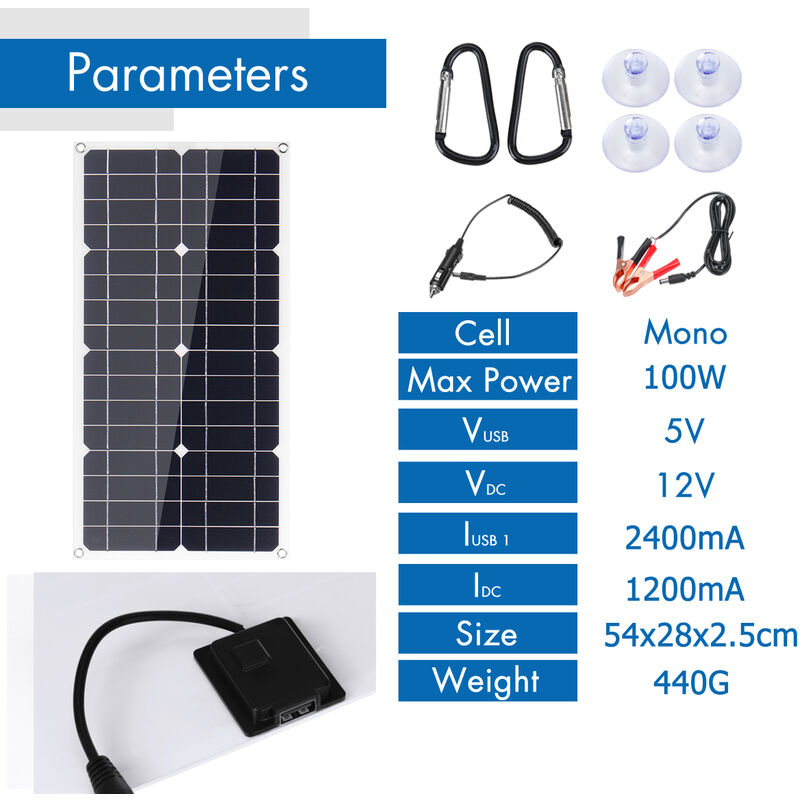 100W placa solar 12v para cargar bateria pannello solare cargador solar para  telefono movil solar system for home complete kit - AliExpress
