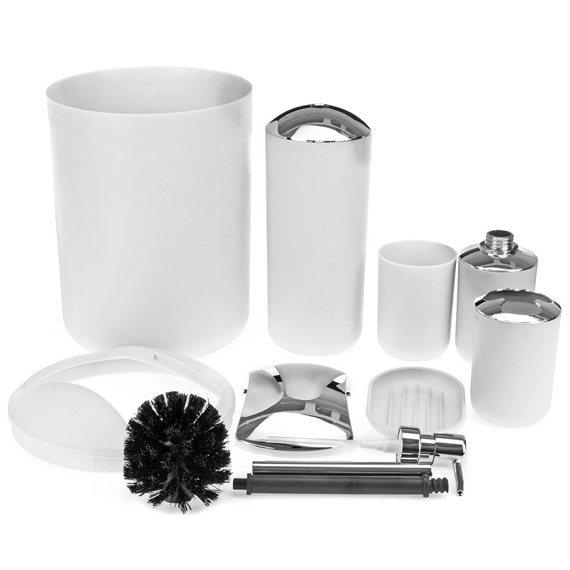 taza de enjuague gris dispensador de jabón soporte para cepillo de dientes cubo de basura jabonera Wakects Juego de 6 accesorios de baño juego de baño soporte para escobilla de inodoro 