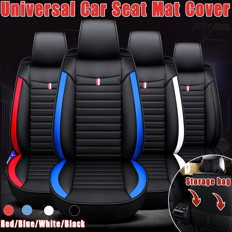 Universal Car Front Seat Mat Covers PU Leather Breathable Cushion Cushion  Colors (White, Waterproof Luxury Version)