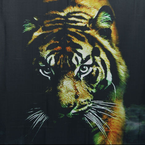 Tropical Jungle Forest Tiger Waterproof Bathroom Shower Curtain with12 Hooks