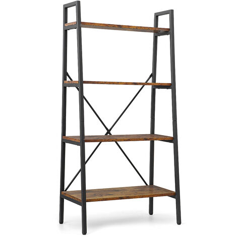 4 Tier Ladder Shelf Bookcase 129 35, Metal Shelves Bookcase