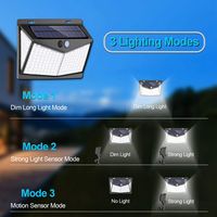 208LED Solar Lamp Wall Light Waterproof Outdoor Garden Motion Detector 3Mode Hasaki