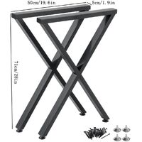 Set of 2Pcs Industrial Table Legs X Shape Metal Steel Dining Bench/Coffee/Office