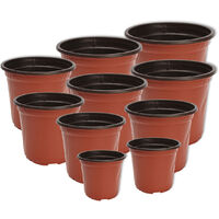 100Pcs Round Plastic Flower Pot Garden Plants Planter Balcony Home 14 * 9 * 13Cm Hasaki