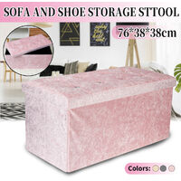 Storage Ottoman Bench Stool Seat Lounge Footrest 76x38x38cm pink
