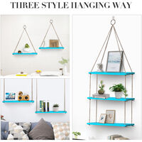 3pcs Wall Hanging Shelf Rope Floating Shelves Wooden Rack Holder Stand Home Decor