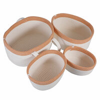 4PC Cotton Rope Woven Storage Baskets Bin Decorative Toy & Laundry Basket