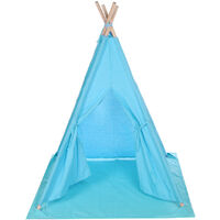 Teepee Tent Kids Cotton Canvas Pretend Blue 1.35m