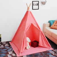 Teepee Tent Kids Cotton Canvas Pretend Play House pink 1.35m