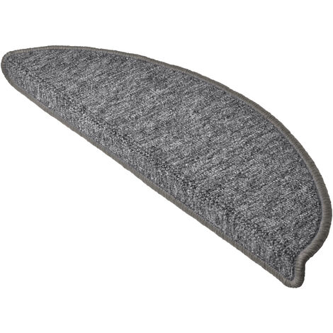 Beautissu ProStair Alfombras pequeñas semicirculares para escaleras (55 x 15 cm), set de 15 unidades Gris, 55 x 15 x 4 cm