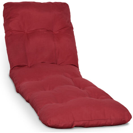 Beautissu Cojín colchón Flair RL Acolchado para Tumbona de jardín y Playa - Copos de gomaespuma	Rojo, 190x60x8 cm
