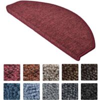 Beautissu ProStair Alfombras pequeñas semicirculares para escaleras (55 x 15 cm), set de 15 unidades Burdeos, 65 x 25 x 4 cm