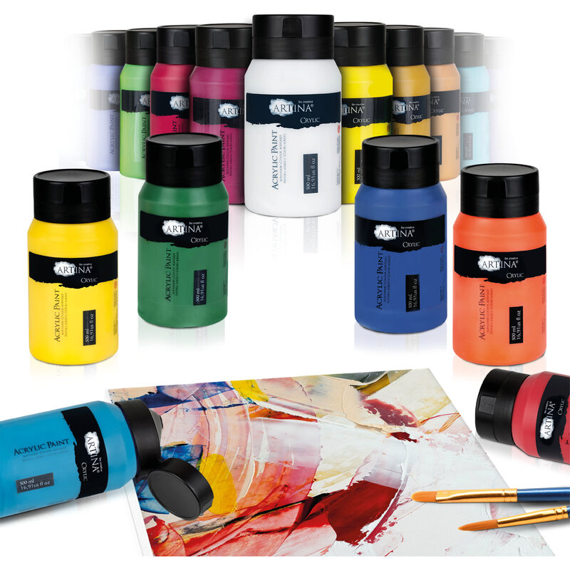 Set di 15 Colori Acrilici Lucidi A-Color - Colori Assortiti 500 ml