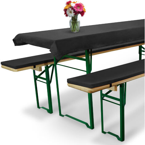 Beautissu Set birreria: 1 tovaglia & 2 Cuscini per panche Comfort XS - per sagre ristorazione ricevimenti Catering Antracite, Ø70x220 cm