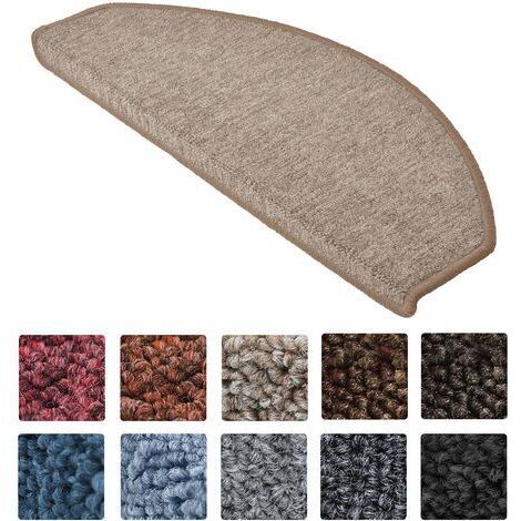 Beautissu Set da 15 tappetini per scale - passatoie per singoli gradini in un set risparmio da 15 unità (55 x 15 cm) - a forma di mezzaluna 	Sabbia, 65 x 25 x 4 cm