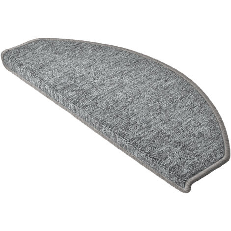 Beautissu Set da 15 tappetini per scale - passatoie per singoli gradini in un set risparmio da 15 unità (55 x 15 cm) - a forma di mezzaluna Grigio chiaro, 65 x 25 x 4 cm