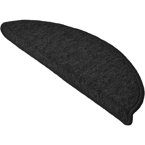 Beautissu Set da 15 tappetini per scale - passatoie per singoli gradini in un set risparmio da 15 unità (55 x 15 cm) - a forma di mezzaluna Antracite, 55 x 15 x 4 cm