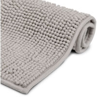 Beautissu BeauMare FL Tappetino da Bagno Antiscivolo in Pelo Alto Grigio chiaro, 60cm, 50cm