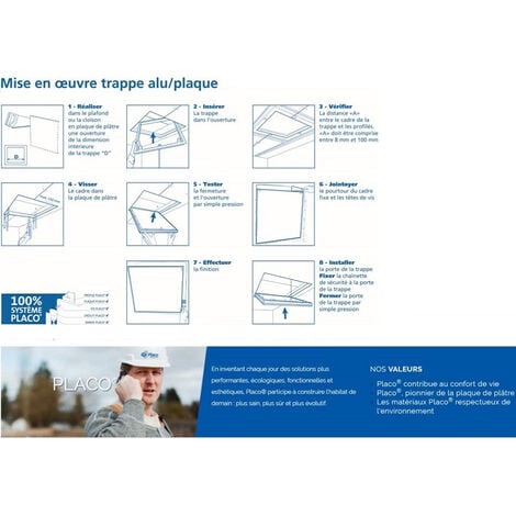Trappe de visite en aluminium et plaque de plâtre hydrofuge Placo® - 300 x 300 mm