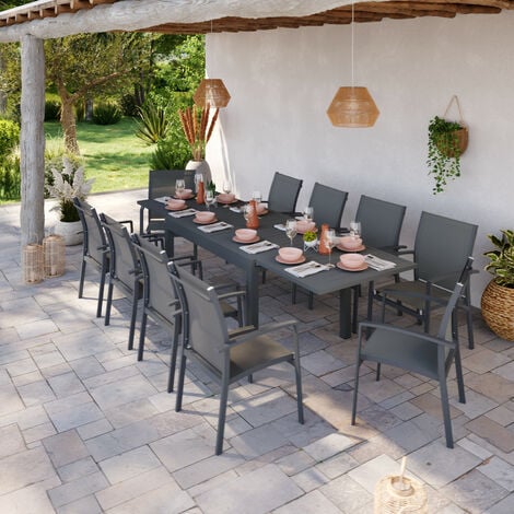 Table Repas de Jardin Noir Ronde ? 120 cm en Alu…