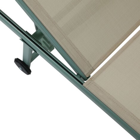 Lot de 2 transats inclinables et empilables - Vert Beige - SUNNY