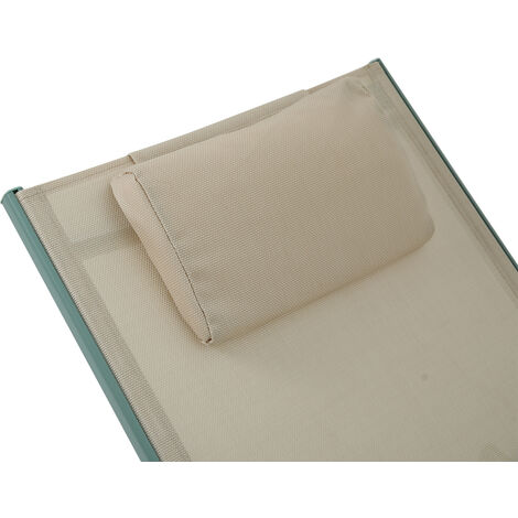 Lot de 2 transats inclinables et empilables - Vert Beige - SUNNY