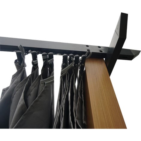 Tonnelle/Pergola en aluminium 3x4m toile coulissante rétractable - bois et gris - HAWAI - 4