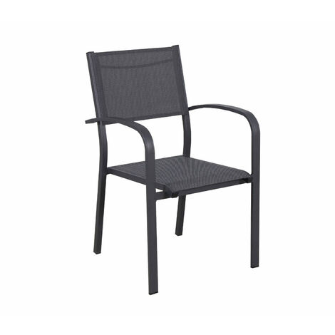Table de jardin extensible en aluminium 270cm + 10 fauteuils empilables textilène anthracite - MILO 10