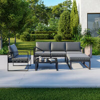 Salon de jardin angle design - 5 Places - ensemble de salon aluminium couleur Gris - VITO - Gris