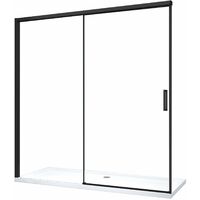Puerta de ducha para instalación en nicho con cierre suave Soft Close H 200, marco negro mate de 8 mm Cm 170 (167-170)